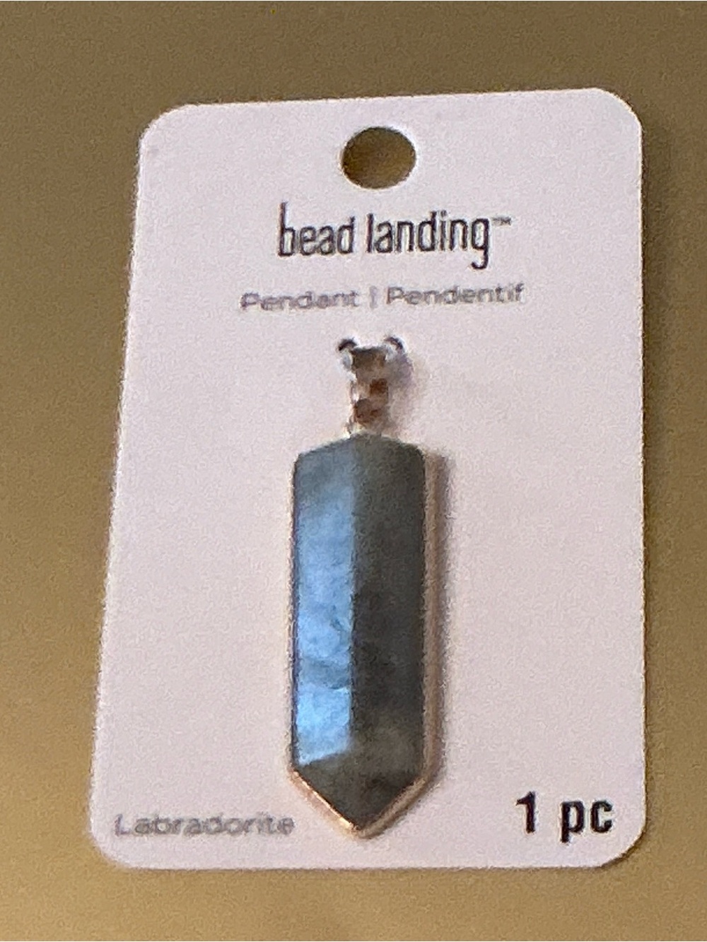 Labradorite Gem Style Point Pendant Piece - Iridescent Gray Blue